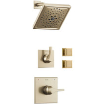 Delta Monitor 14 Series Single Function Pressure Balanced Shower System with Shower Head and 2 Body Sprays - Includes Rough-In Valves - Brilliance Polished Nickel
