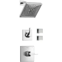 Delta Monitor 14 Series Single Function Pressure Balanced Shower System with Shower Head and 2 Body Sprays - Includes Rough-In Valves -  Chrome