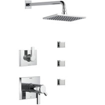 Delta TempAssure 17T Series Thermostatic Shower System with Integrated Volume Control, Shower Head, and 3 Body Sprays - Includes Rough-In Valves -  Chrome