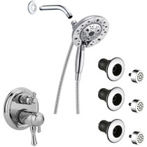 Delta Cassidy Thermostatic Shower System with Shower Head, Shower Arm, Hand Shower, Bodysprays, Hose, Valve Trim and MultiChoice Rough-In -  Chrome