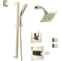 Delta Monitor 14 Series Single Function Pressure Balanced Shower System with Shower Head, 2 Body Sprays and Hand Shower - Includes Rough-In Valves -  Brilliance Polished Nickel