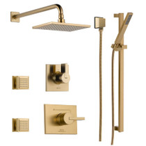 Delta Monitor 14 Series Single Function Pressure Balanced Shower System with Shower Head, 2 Body Sprays and Hand Shower - Includes Rough-In Valves - Champagne Bronze