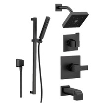 Delta Monitor 14 Series Pressure Balanced Tub and Shower System with Shower Head, Hand Shower, and Slide Bar - Includes Rough-In Valves - Matte Black