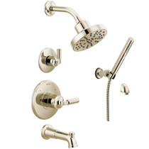 Delta Bowery Monitor 14 Series Single Function Pressure Balanced Tub and Shower System with Shower Head and Hand Shower - Includes Rough-In Valves - Brilliance Polished Nickel