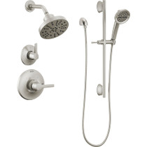Delta Galeon Monitor 14 Series Single Function Pressure Balanced Shower System with Shower Head, and Hand Shower - Includes Rough-In Valves -  Lumicoat Stainless