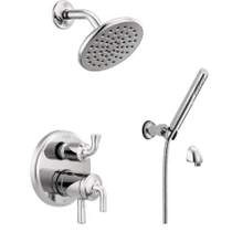 Delta Kayra 17 Series Pressure Balanced Shower System with Integrated Volume Control, Shower Head and Hand Shower - Includes Rough-In Valve -  Chrome