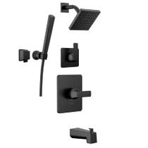 Delta Velum Monitor 14 Series Pressure Balanced Tub and Shower System with Shower Head, and Hand Shower Set - Includes Rough-In Valves - Matte Black