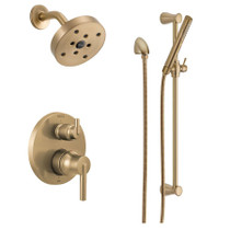 Delta Trinsic Pressure Balanced Shower System with Shower Head, Shower Arm and Hand Shower - Includes Rough-In - Champagne Bronze
