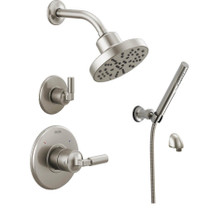 Delta Bowery Monitor 14 Series Single Function Pressure Balanced Shower System with Shower Head and Hand Shower - Includes Rough-In Valves -  Brilliance Stainless