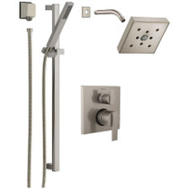 Delta Ara Pressure Balanced Shower System with Shower Head, Shower Arm, Hand Shower, Slide Bar, Hose, Valve Trim and MultiChoice Rough-In - Brilliance Stainless