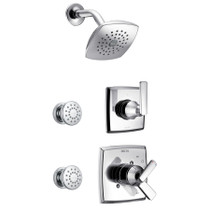 Delta Monitor 17 Series Dual Function Pressure Balanced Shower System with Integrated Volume Control, Shower Head, and 2 Body Sprays and Rough-In Valves - Chrome