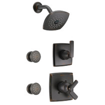 Delta Monitor 17 Series Dual Function Pressure Balanced Shower System with Integrated Volume Control, Shower Head, and 2 Body Sprays and Rough-In Valves - Venetian Bronze