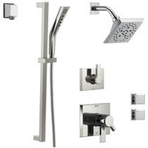 Delta Monitor 17 Series Dual Function Pressure Balanced Shower System with Integrated Volume Control, Shower Head, 2 Body Sprays and Hand Shower - Includes Rough-In Valves - Chrome