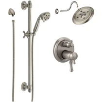 Delta Cassidy Thermostatic Shower System with Shower Head, Shower Arm, Hand Shower, Slide Bar, Hose, Valve Trim and MultiChoice Rough-In -  Brilliance Stainless