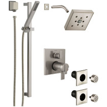 Delta Ara Pressure Balanced Shower System with Shower Head, Shower Arm, Hand Shower, Slide Bar, Bodysprays, Hose, Valve Trim and MultiChoice Rough-In - Brilliance Stainless