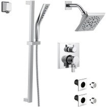 Delta Pivotal Pressure Balanced Shower System with Shower Head, Shower Arm, Hand Shower, Slide Bar, Bodysprays, Hose, Valve Trim and MultiChoice Rough-In - Chrome