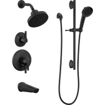 Delta Galeon Monitor 17 Series Dual Function Pressure Balanced Tub and Shower System with Integrated Volume Control, Shower Head, and Hand Shower - Includes Rough-In Valves - Matte Black