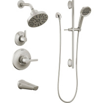 Delta Galeon Monitor 14 Series Single Function Pressure Balanced Tub and Shower System with Shower Head, and Hand Shower - Includes Rough-In Valves - Lumicoat Stainless