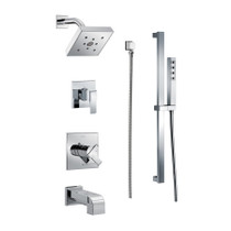 Delta Monitor 17 Series Pressure Balanced Tub and Shower System with Volume Control, Shower Head, Hand Shower, and Slide Bar - Includes Rough-In Valves - Chrome