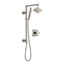 Delta Ara Pressure Balanced Shower System with Shower Head, Hand Shower, Slide Bar, Hose, and Valve Trim - Brilliance Stainless