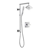 Delta Ara Pressure Balanced Shower System with Shower Head, Hand Shower, Slide Bar, Hose, and Valve Trim - Chrome