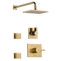 Delta Monitor 14 Series Single Function Pressure Balanced Shower System with Shower Head, and 2 Body Sprays - Includes Rough-In Valves  - Champagne Bronze
