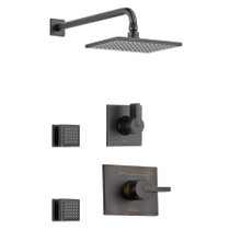 Delta Monitor 14 Series Single Function Pressure Balanced Shower System with Shower Head, and 2 Body Sprays - Includes Rough-In Valves - Venetian Bronze