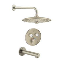 Grohe SmartControl Shower System with Tub Spout, Shower Head, Shower Arm, Valve Trim, and Rough In
