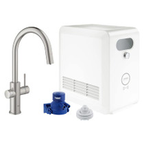 Grohe Blue 2.0 1.75 GPM Single Hole Pull Out Kitchen Faucet and Cooling Unit for Chilled and Sparkling Water