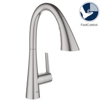 Grohe Zedra Pull-Down Bar Faucet and Foot Control Adapter Kit Combo with 3-Function Toggle Sprayer