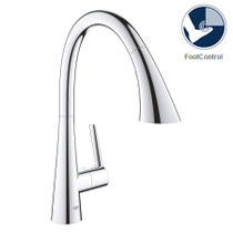 Grohe Zedra Pull-Down Kitchen Faucet and Foot Control Adapter Kit Combo with 2-Function Toggle Sprayer