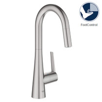 Grohe Zedra Pull-Down Bar Faucet and Foot Control Adapter Kit Combo with 2-Function Toggle Sprayer