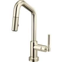 Brizo Litze 1.8 GPM Single Handle Angle Spout SmartTouch Pull Down Prep/Bar Faucet with Knurled Handle and On/Off Touch Activation