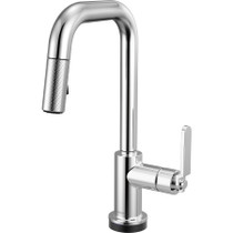 Brizo Litze 1.8 GPM Single Hole Pull Down Prep/Bar Faucet with On/Off Touch Activation, Square Spout and Industrial Handle