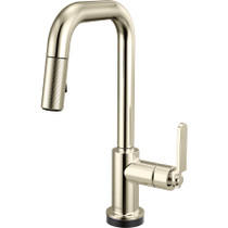 Brizo Litze 1.8 GPM Single Hole Pull Down Prep/Bar Faucet with On/Off Touch Activation, Square Spout and Industrial Handle