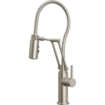 Brizo Odin 1.8 GPM Pre-Rinse Pull-Down Kitchen Faucet with Dual Jointed Articulating Arm, Magnetic Docking Spray Head and Metal Finished Hose - Less Handle