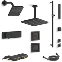Kohler Parallel Electronic, Thermostatic Shower System with Shower Head, Hand Shower, Slide Bar, Bodysprays, Shower Arm, Hose, and Valve Trim
