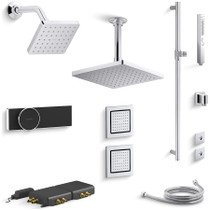Kohler Parallel Electronic, Thermostatic Shower System with Shower Head, Hand Shower, Slide Bar, Bodysprays, Shower Arm, Hose, and Valve Trim