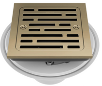 4 Inch Tile-in Champagne Bronze Shower Drain Fit for 2" PVC Pipe (Dia. 2-3/8 in) Removable  Stainless Steel Strainer Cover with Copper Layer, Champagne Gold