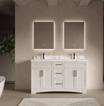 Royal Pearl Collection 60 inch Linen Beige Double Sink Bathroom Vanity