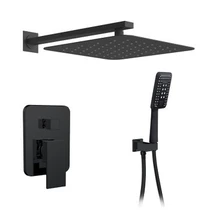 Royal Midnight 2-Way Matte Black Rainfall Shower System with Handheld with 16 x 16" Rain Shower Head & Ceiling arm