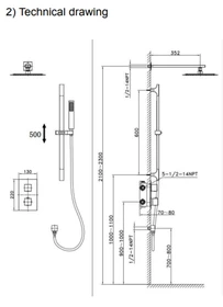 Royal Aurora Thermostatic 2 Way Shower System Matte Black with 16 x 16" Rain Shower Head & 4" Ceiling Arm