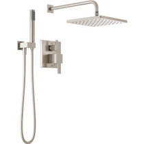 Delta Modern Square Non Shared Function Shower System Package with 1.75 GPM Single Function Shower Head and Hand Shower - Includes Rough-In Spotless Stainless