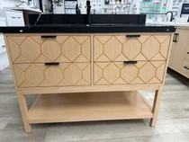 Royal Crete 48  inch Geometric Wood Design  Bathroom Vanity with Quartz Countertop