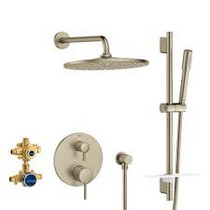 Grohe Timeless Pressure Balanced Shower System with Shower Head, Hand Shower, Slide Bar, Shower Arm, Hose, and Valve Trim Brushed Nickel