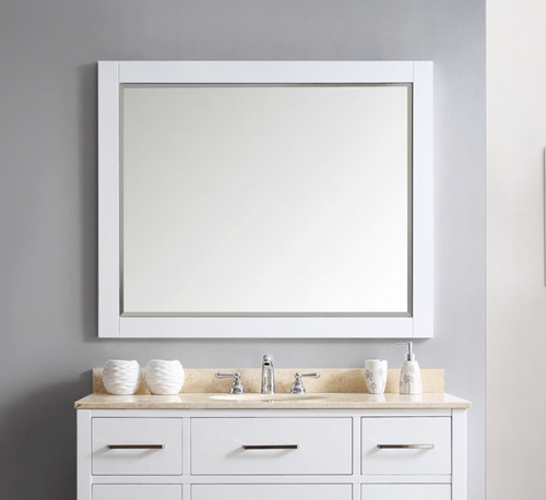 Royal series 40 inch white wooden framed bathroom mirror