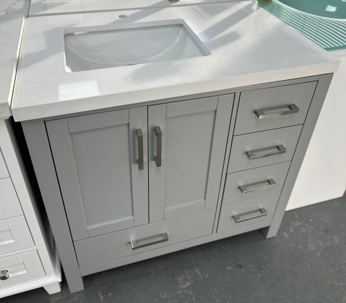 Royal Key West 36-Inch Gray Vanity with Left Offset Sink