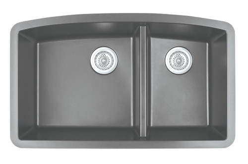 Karran Double Bowl Undermount Kitchen Sink Grey Finish 32-1/2" x 19-1/2"