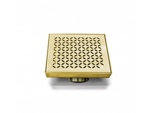 QM Lotus Center Drain 4"x 4" Gold Finish