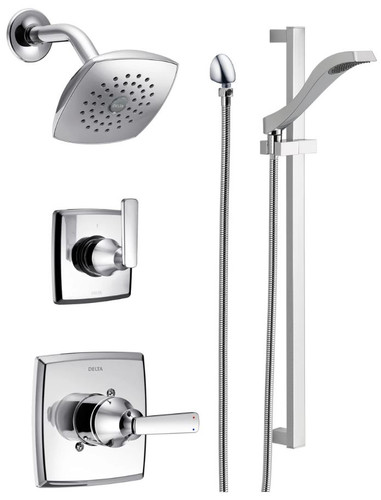 Delta Monitor 14 Series Single Function Pressure Balanced Shower System with Shower Head, and Hand Shower - Includes Rough-In Valves in matte black